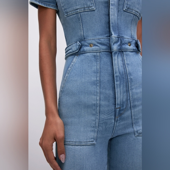 Good American Mid Blue Fit For Success Denim Skinny Jumpsuit - Picture 2 of 6